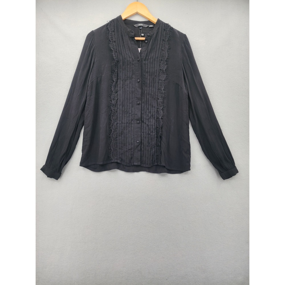 Vero Moda Black Lace Pintuck Pleated Long Sleeve Blouse Top VMAUGUSTA NWT Size M
